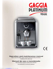 Gaggia 10001952 Operation And Maintenance Manual