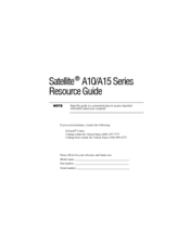 Toshiba Satellite A15 Series Resource Manual