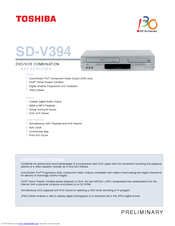 Toshiba SD V394 - DVD/VCR Combo Specifications