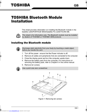 Toshiba Satellite U200/PORTG M500 Installation Manual