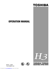 Toshiba Adjustable Speed Drive H3 Operation Manual