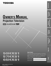 Toshiba 50HX81 Owner's Manual
