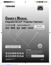 Toshiba TheaterWide 52HMX94 Owner's Manual