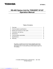 Toshiba RS-485 Operation Manual
