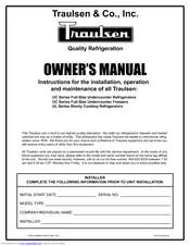 Traulsen UC Series Owner's Manual