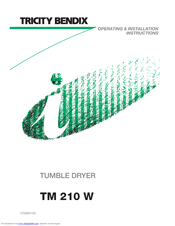 Tricity Bendix TM 210 W Operating & Installation Instructions Manual