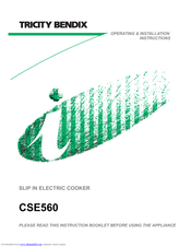 Tricity Bendix CSE560 Operating & Installation Instructions Manual