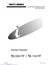 Tricity Bendix TB 116 FF Operating & Installation Instructions Manual