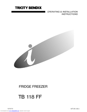 Tricity Bendix TB 118 FF Operating & Installation Instructions Manual