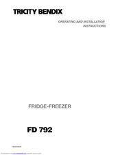 Tricity Bendix FD 792 Operating And Installation Instructions