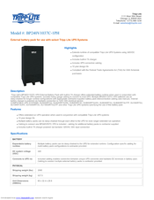 Tripp Lite BP240V1037C-1PH Specification Sheet