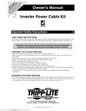 Tripp Lite Inverter Power Cable Kit Owner's Manual