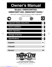 Tripp Lite OMNIVSINT1500XL Owner's Manual