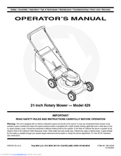 Troy-Bilt 429 Operator's Manual