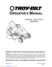 Troy-Bilt AutoDrive 604 Operator's Manual
