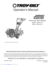 Troy-Bilt 644H-Bronco, 645A-Bronco Operator's Manual