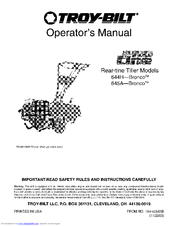 Troy-Bilt PRO LINE 645AMBRONCO Operator's Manual