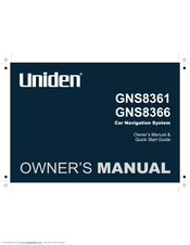 Uniden GNS8366 Quick Start Manual