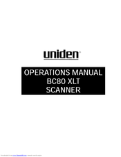 Uniden BC 80XLT Operation Manual