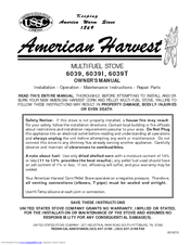 United States Stove American Harvest 6039 Owner's Manual