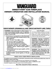 Vanguard VDDVF36STN/STP Owner's Operation And Installation Manual