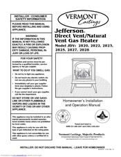 Vermont Castings Jefferson 2822 Homeowner's Installation And Operating Manual