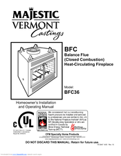 Vermont Castings Majestic BFC36 Installation And Operating Manual