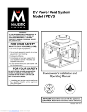 Majestic fireplaces 7PDVS Homeowner's Installation And Operating Manual