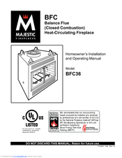 Majestic Fireplaces BFC36 Homeowner's Installation And Operating Manual