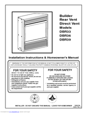 Vermont Castings DBR33 Installation Instructions & Homeowner's Manual