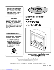 Vermont Castings DEF36 Homeowner's Installation And Operating Manual