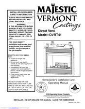 Vermont Castings DVRT41 Homeowner's Installation And Operating Manual