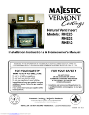 Vermont Castings RHE25 Installation Instructions & Homeowner's Manual