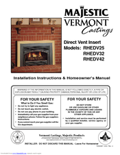Vermont Castings RHEDV25 Installation Instructions & Homeowner's Manual