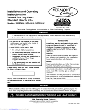 Vermont Castings SR30SHK Installation And Operating Instructions Manual