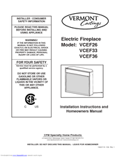 Vermont Castings VCEF36 Installation Instructions And Homeowner's Manual