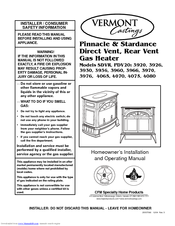 Vermont Castings SDVR Series Homeowner's Installation And Operating Manual