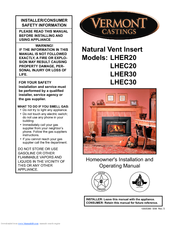 Vermont Castings Insert Studio LHEC20 Homeowner's Installation And Operating Manual