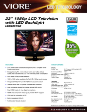 VIORE LED22VF60 Specifications