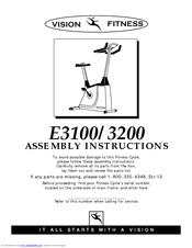 Vision Fitness Fitness Cycle E3100/3200 Assembly Instructions Manual