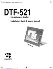 Wacom DTF-521 series Installation Manual And User's Manual
