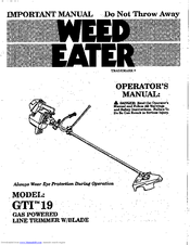 Weed Eater GTI 19 Operator's Manual