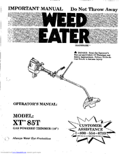 Weed Eater XT 85T Operator's Manual