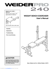 Weider Pro 240 Weight Bench Exerciser User Manual