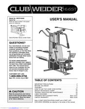 Club Weider 16.6ST WESY49200 User Manual