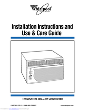 Whirlpool ACU124PK0 Installation Instructions And Use & Care Manual