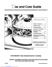 KitchenAid KGCS105GSS - 30 Inch Sealed Burner Gas Cooktop Use And Care Manual