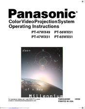 Panasonic PT56WX51E - DIGITAL PTV MONITOR Operating Instructions Manual