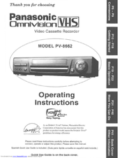 Panasonic Omnivision PV-8662 Operating Instructions Manual