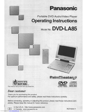 Panasonic PalmTheater DVD-LA85 Operating Instructions Manual